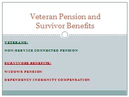 Veterans:   non-service connected pension