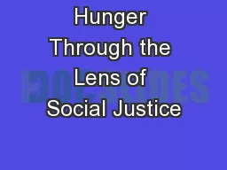 Hunger Through the Lens of Social Justice