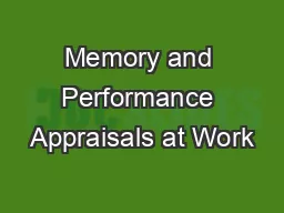 Memory and Performance Appraisals at Work
