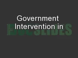 Government Intervention in