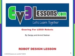 Gearing For LEGO Robots ROBOT DESIGN LESSON