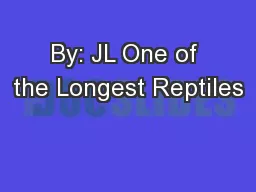 By: JL One of the Longest Reptiles