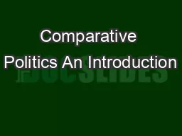 Comparative Politics An Introduction
