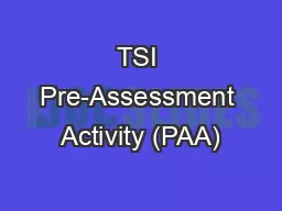 TSI Pre-Assessment Activity (PAA)