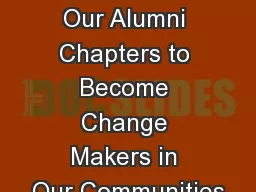 Developing Our Alumni Chapters to Become Change Makers in Our Communities