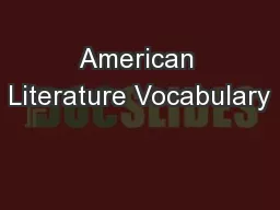 American Literature Vocabulary