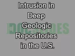 Human Intrusion in Deep Geologic Repositories in the U.S.