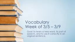 Vocabulary  Week of 3/5 – 3/9