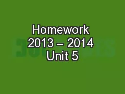 Homework 2013 – 2014 Unit 5