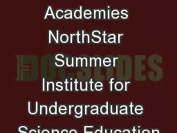 National Academies NorthStar Summer Institute for Undergraduate Science Education