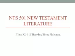 NTS 501 new testament literature