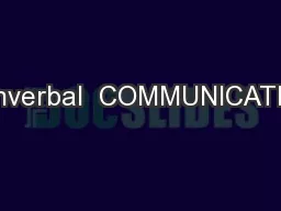 Nonverbal  COMMUNICATION