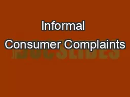 Informal Consumer Complaints