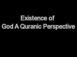Existence of God A Quranic Perspective