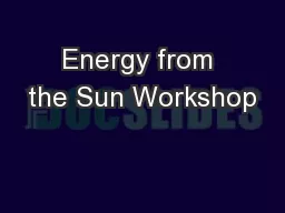 Energy from the Sun Workshop