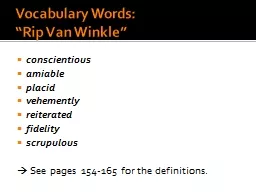 Vocabulary Words:  “Rip Van Winkle”