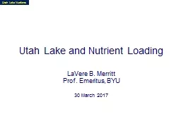 Utah Lake Nutrients Utah