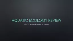 Aquatic Ecology Review Unit 3 – AP Environmental Science