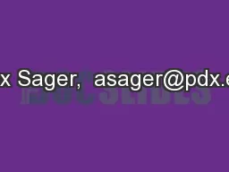Alex Sager,  asager@pdx.edu