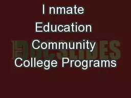I nmate Education Community College Programs