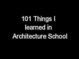101 Things I learned in Architecture School