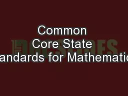 Common Core State Standards for Mathematics:
