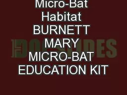 Micro-Bat Habitat BURNETT MARY MICRO-BAT EDUCATION KIT