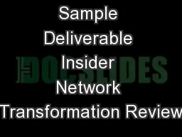 Sample Deliverable Insider Network Transformation Review