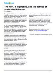 The FDA ecigarettes and the demise of combusted tobacc