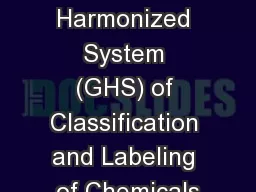 Globally Harmonized System (GHS) of Classification and Labeling of Chemicals