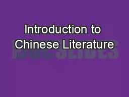 Introduction to Chinese Literature