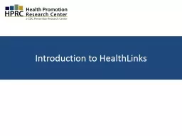 Introduction to HealthLinks