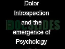 Lorem Ipsum Dolor Introspection and the emergence of Psychology as a Science