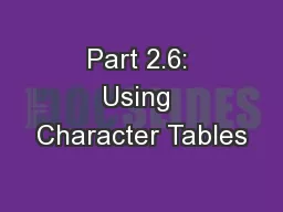 Part 2.6: Using Character Tables