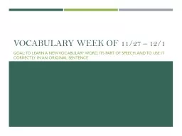 Vocabulary Week of  11/27 – 12/1