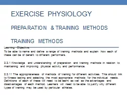 Exercise physiology Preparation & training methods