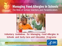 Voluntary Guidelines for Managing Food Allergies in Schools and Early Care and Education