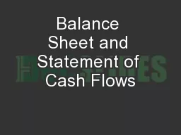 Balance Sheet and Statement of Cash Flows