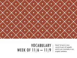 Vocabulary  Week of 11/6 – 11/9