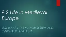9.2 Life in Medieval Europe
