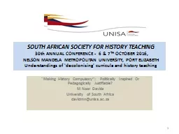SOUTH AFRICAN SOCIETY FOR HISTORY TEACHING