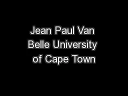 Jean Paul Van Belle University of Cape Town
