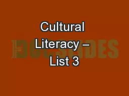 Cultural Literacy – List 3