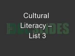Cultural Literacy – List 3