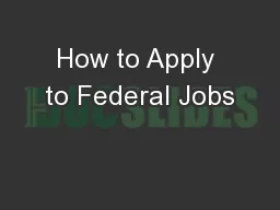 How to Apply to Federal Jobs