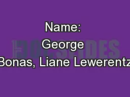 Name: George Bonas, Liane Lewerentz