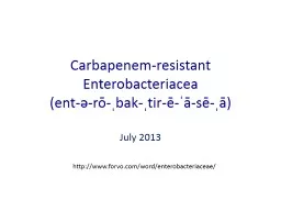 Carbapenem-resistant Enterobacteriacea
