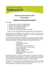 HistoryLab Annual Conference  Call for papers HOHEUDWH