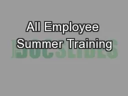 All Employee Summer Training