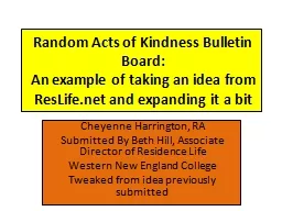 Random Acts of Kindness Bulletin Board: